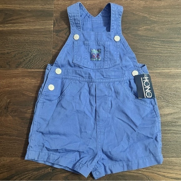 NWT Vintage Honors Blue Shortalls Short Overalls Romper 6-9 months - Picture 1 of 7